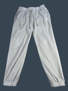 Athleta Plush Fleece Lounge Joggers Women's S Petite Off-White Bone Drawstring